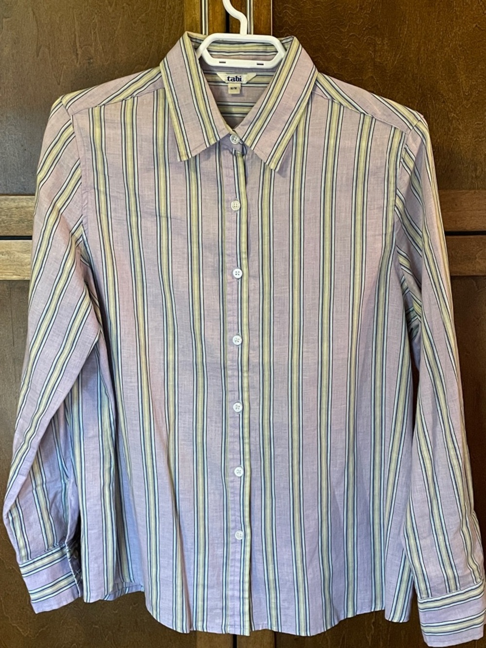 Tabi Linen Blend Lavender Stripe Button-Down Shirt